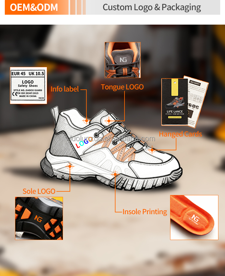 Custom safety shoe logos and OEM ODM options